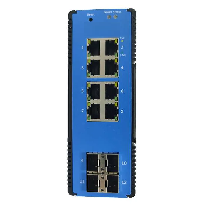 High Quality 12 Ports Full Gigabit Managed Industrial PoE Switch