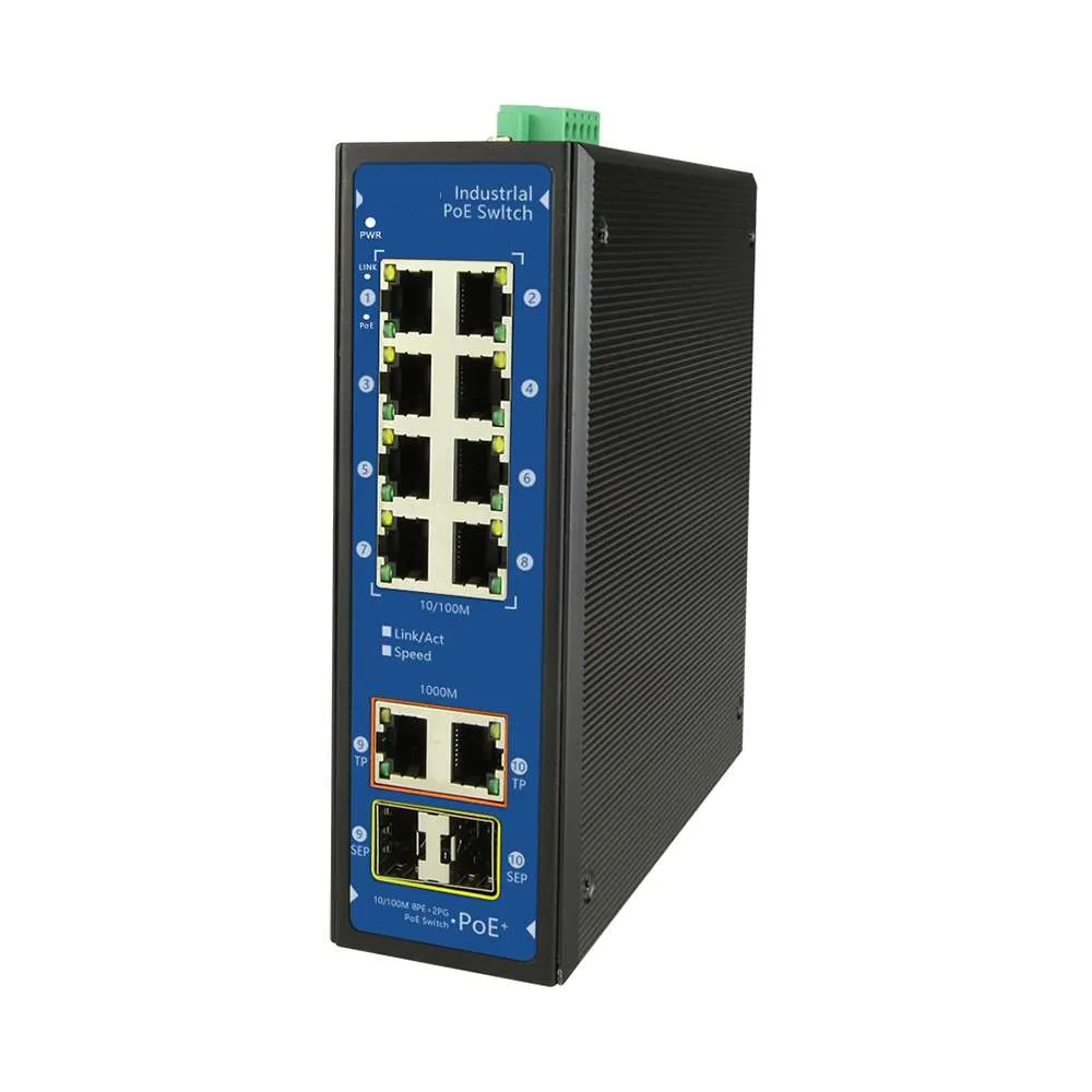 Industrial USA Chip NEW Technology Managed Industrial POE 8 Port Electrical Ethernet Switch