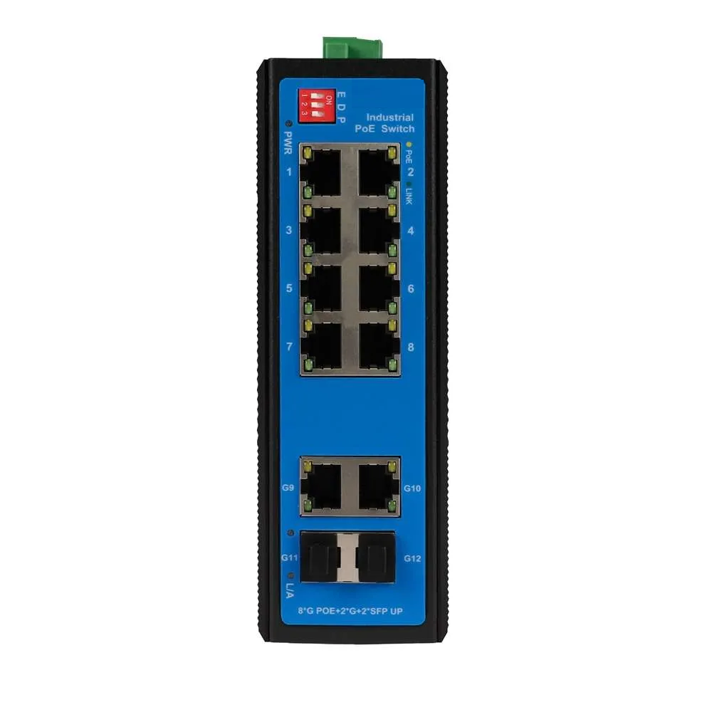 Original 8 Port Gigabit Uplink Industrial PoE Fiber Switch