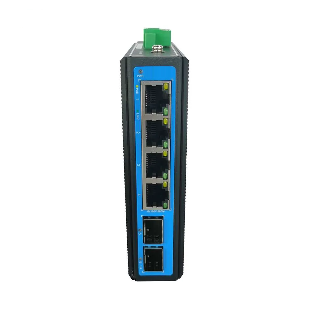 10/100M 4 Port Industrial POE Switch with 2*Gigabit SFP Din Rail PoE Switch