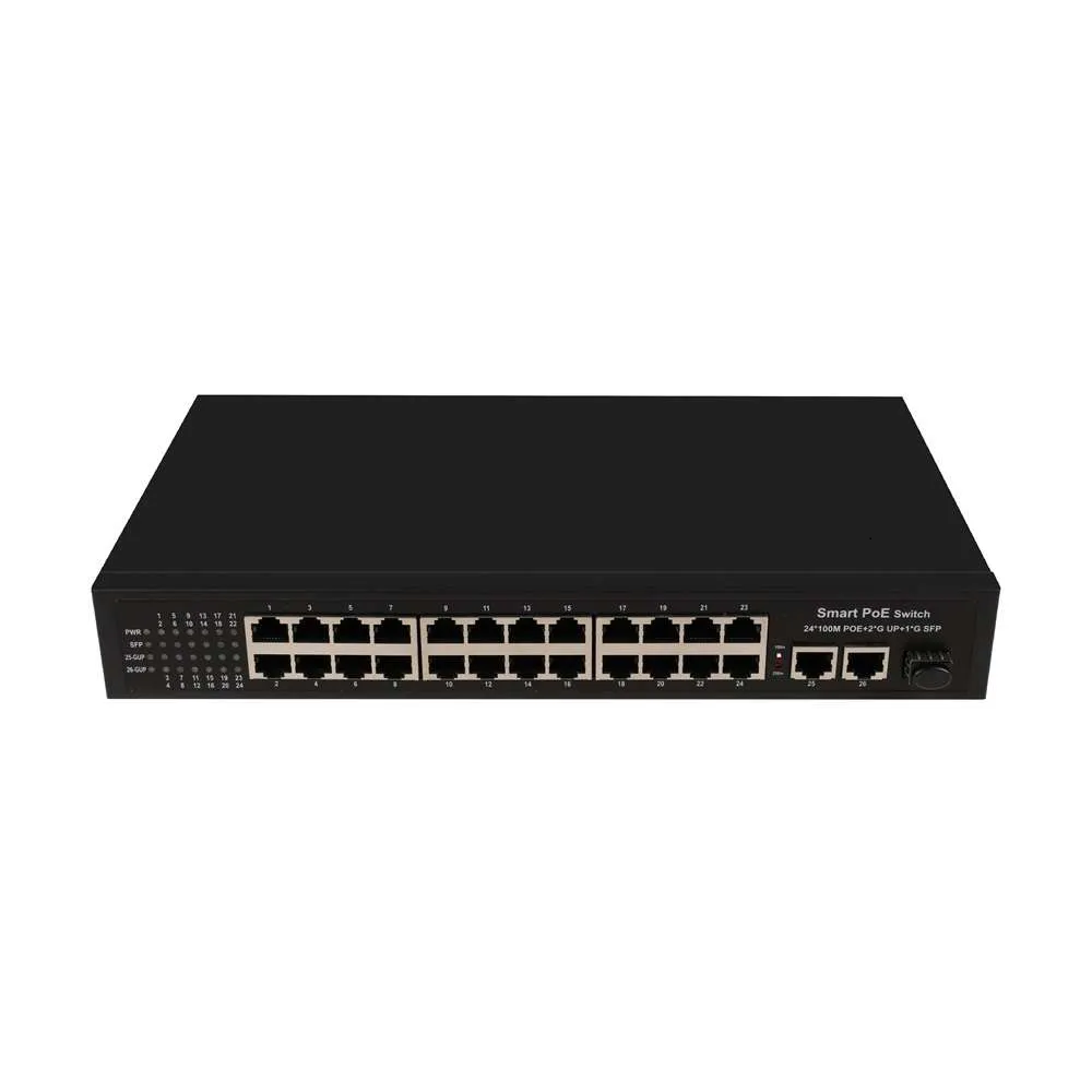 Best Selling 26 Ports 100M PoE Switch with 2 Giga*RJ45 +1*SFP