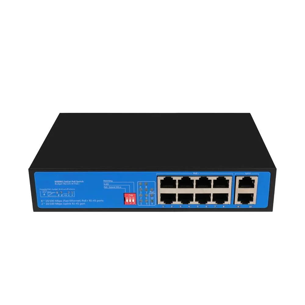 8 Port 100M Unmanaged PoE Switch with Build-in Power Supply
