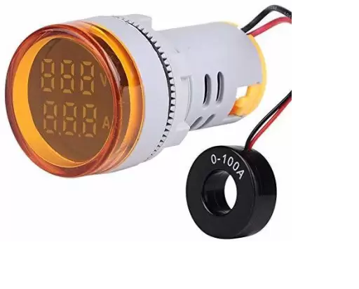 Round LED Digital Voltmeter Indicator -Yellow