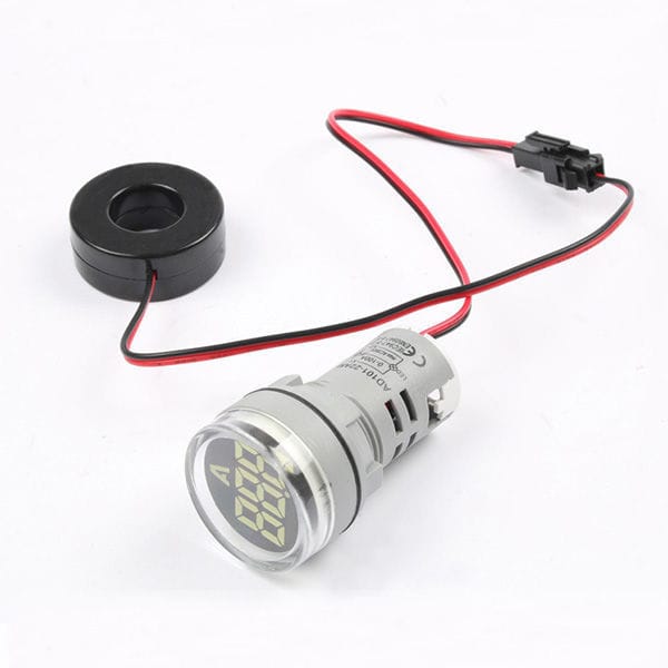 Round  LED Digital Ammeter &amp; Voltmeter Indication -White